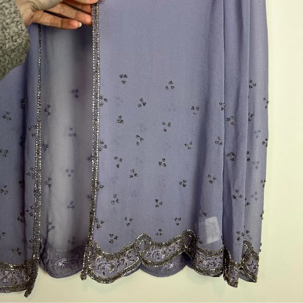 Marina Bresler Cardigan Wrap womens 6 purple sequin open front formal